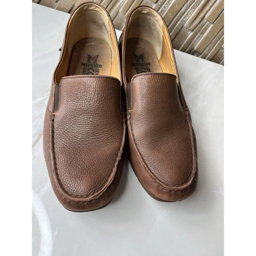 Mephisto Men Uk 11.5 Us 12 Cool-Air Brown Leather Slip On Driving Loafers Shoes